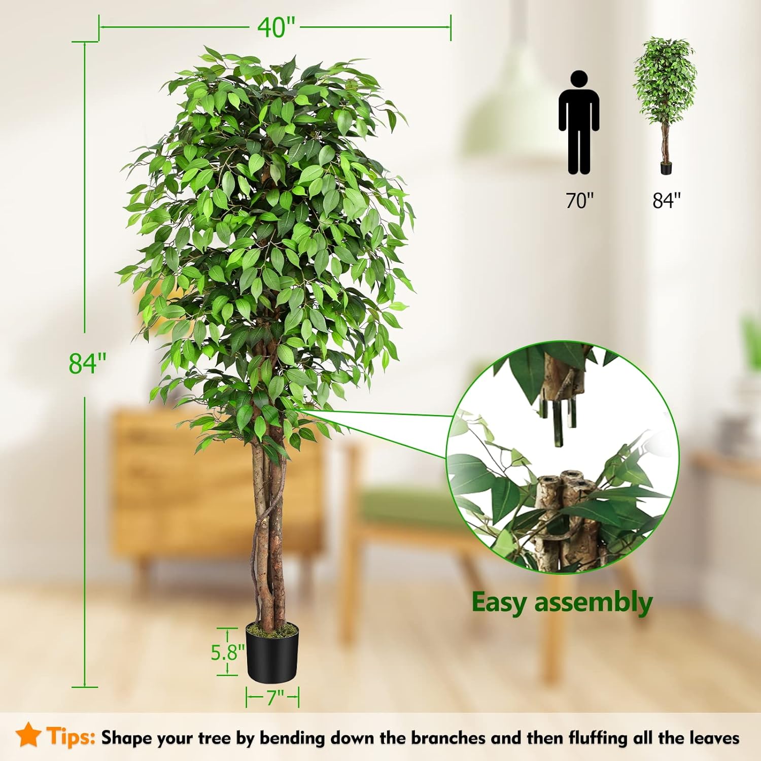 Lifelike Artificial Ficus Tree - Dracaena Marginata review and price