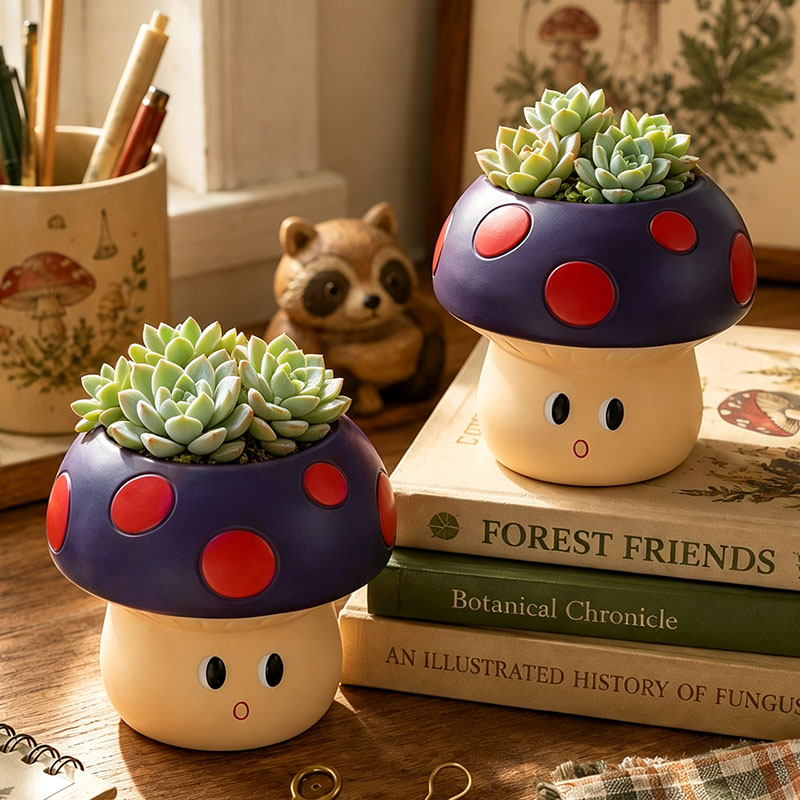 Cute Cartoon Mushroom Resin Su - Echeveria Succulent review and price